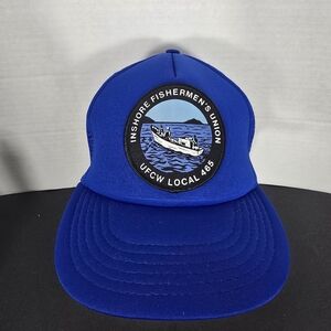 Vintage Inshore Fisherman's Union Snapback Hat Cap Blue